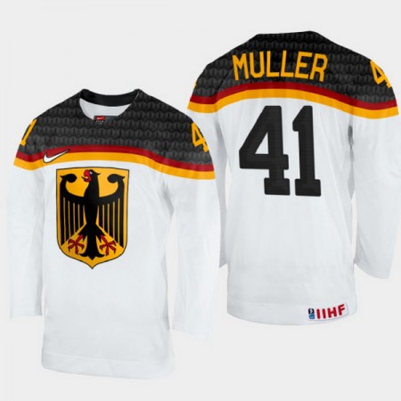 Deutschland Trikot Jonas Muller 41 IIHF World Championship 2023 Weiss - Herren Deutschland Trikot Jonas Muller 41 IIHF World Championship 2023 Weiss - Herren
